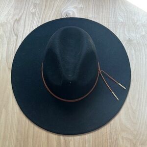 Black Wide Brim Hat with Brown Band
